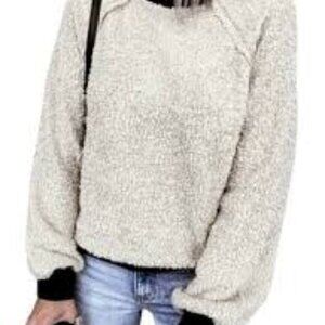 298. Doe & Rae NWT Women's Long Sleeve Wool Bleend Knit Top  Cream Size 1XL